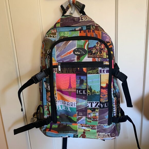 Cabin Max Metz Backpack Flight Approved Carry on Bag  22x16x8" Postcards Travel - Picture 1 of 7